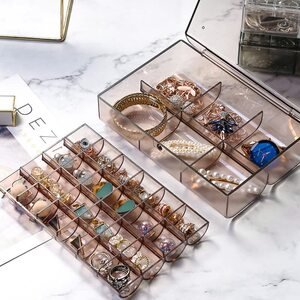 BHAVYAMJewelryOrganizerBoxPortable2LayerAcrylicJewelryStorageBoxOrganizerHolderc