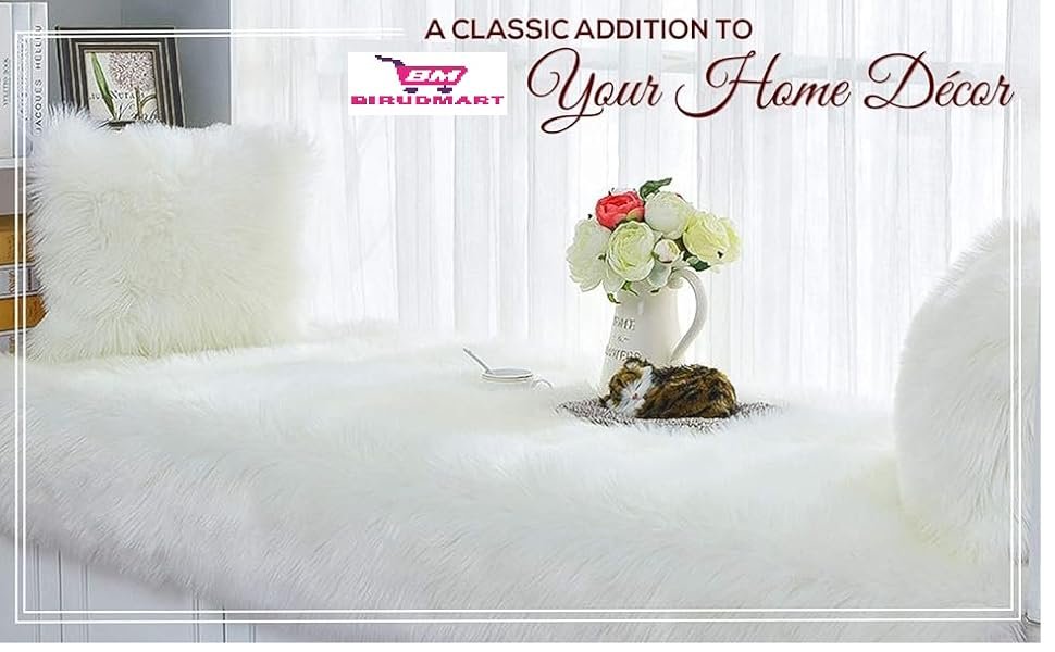 Birudmart-Faux-Fur-Runner-Hard-Backing-Rug-Fluffy-Sheepskin-Rug-for-Bedroom-Livi