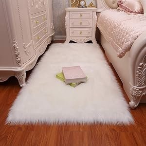 Birudmart-Faux-Fur-Runner-Hard-Backing-Rug-Fluffy-Sheepskin-Rug-for-Bedroom-Livi