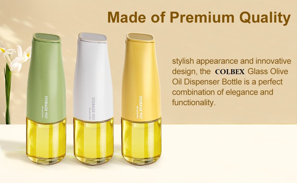 COLBEXGlassOliveOilDispenserOilandVinegarDispenserSetwithSilicaGelPourersWeighte