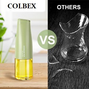 COLBEXGlassOliveOilDispenserOilandVinegarDispenserSetwithSilicaGelPourersWeighte
