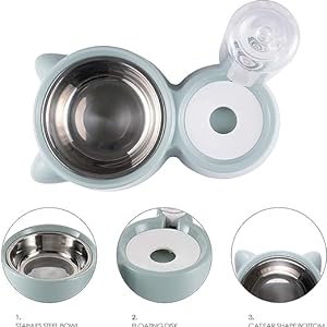 CREDLY2in1BowlWaterandFoodCatFeederwithDetachableStainlessSteelBowlandAutomaticW