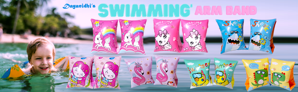 DAYANIDHI-Childrens-Swimming-Armbands-PVC-Swim-Ring-Raor-Dino-Patterns-Arm-Float
