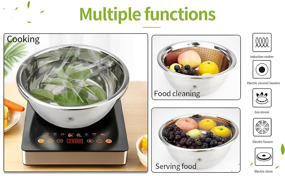 DAYANIDHI3in1StainlessSteelVegetableDrainerStrainerCutterKitchenBasinBowlSetChee