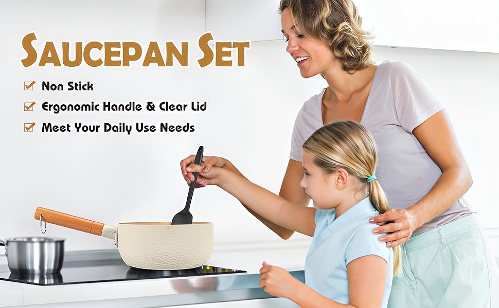 DAYANIDHIMiniNonStickSaucePanTeapanMilkPanwithGlassLidInductionandGasChaiPanFry-