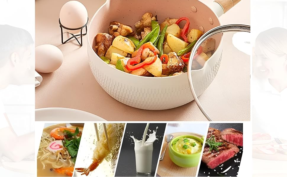 DAYANIDHIMiniNonStickSaucePanTeapanMilkPanwithGlassLidInductionandGasChaiPanFry-