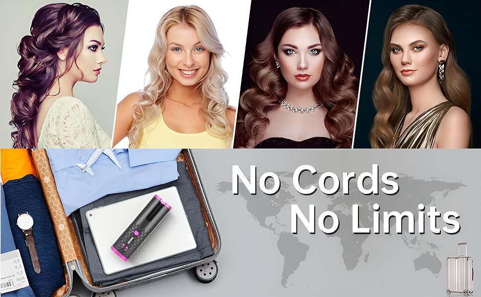 DAYANIDHIUsbRechargeableAutomaticWirelessElectricHairCurlerLRRotatingCurlerCordl