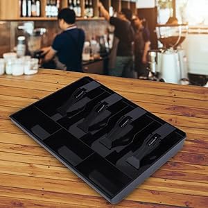 DivinextABSCashTray4CashBillsand3CoinCompartmentCashDrawerSafeBoxBlack-Div-CASH-