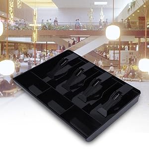 DivinextABSCashTray4CashBillsand3CoinCompartmentCashDrawerSafeBoxBlack-Div-CASH-