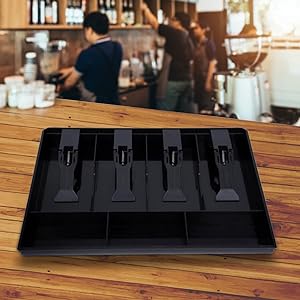 DivinextABSCashTray4CashBillsand3CoinCompartmentCashDrawerSafeBoxBlack-Div-CASH-