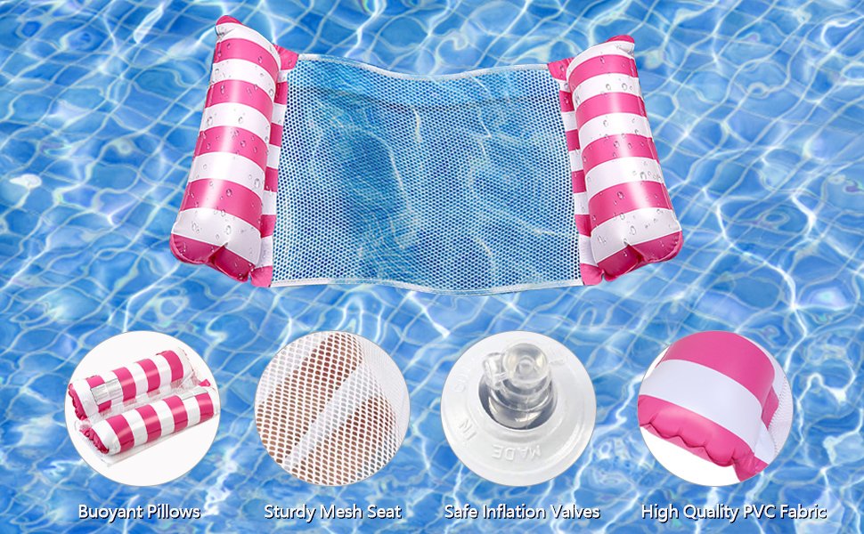 Gikvni4in1InflatablePoolFloatSwimmingPoolLoungerMulti-PurposePoolHammockSaddleLo