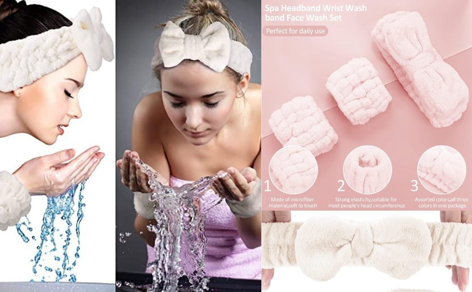 Judee-Women-3-Pcs-Headband-And-Wristband-Set-Microfiber-Wrist-Wrist-Wash-Bands-S
