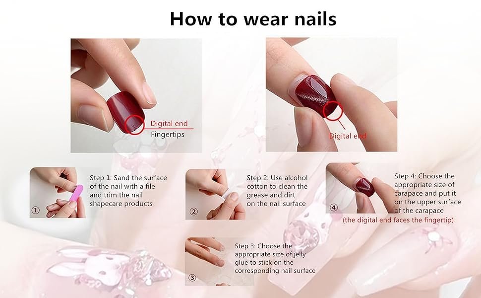 KRESHU-24Pcs-Metallic-Gradient-Long-Ballerina-Press-on-Nails-Pink-Rabbit-Style-F