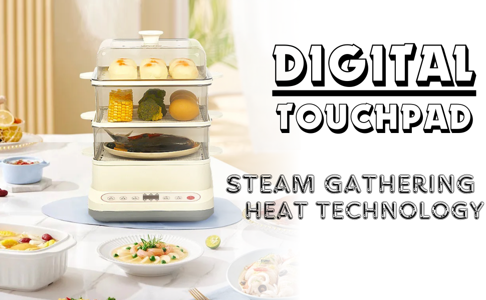 KRESHU24LElectricMultifunctionalSteamerThreeLayerHighCapcitywithAppointmentTimer