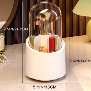 KRESHU360RotatingMakeupBrushHoldersOrganizerTransparentMakeupBrushBoxWithLidDust