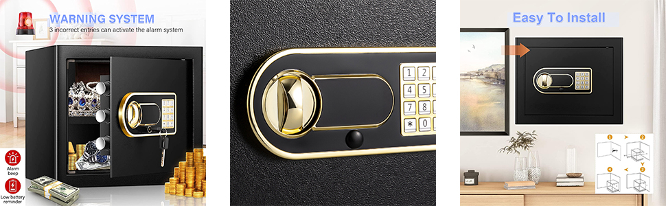 KRESHUFireproofHeavyDutyMoneySafeBoxwithDigitalNumericKeypadand2EmergencyKeysSec