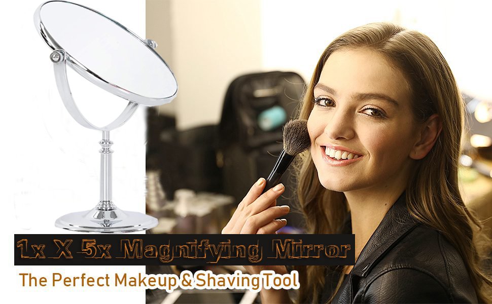 KRIVA-Makeup-Mirror-Dual-Sided-Magnification-1X-and-5X-Folding-Portable-Table-De