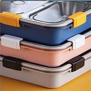 NIJEKSTORELeakproofThermalInsulation4CompartmentLunchBoxesReusableMicrowaveFreez