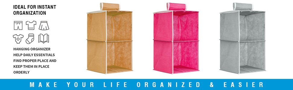 PrettyKraftsClothesHanging4ShelfOrganizerWallHangingOrganiserCompartmentClothesS