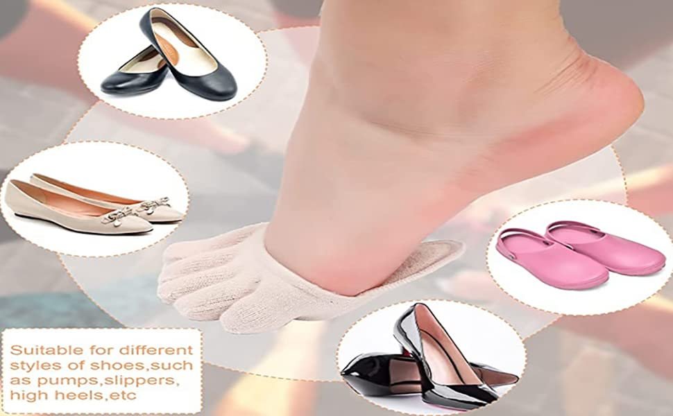 PushkhFiveFingerHalfSocksNoShowLinerSocksWomensHalfToeCoverforHighHeelsSandalsFl