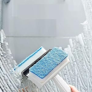 QuicktyGlassCleaningTools2in1GlassWiperCleaningBrushMirrorGroutTileCleanerWashin