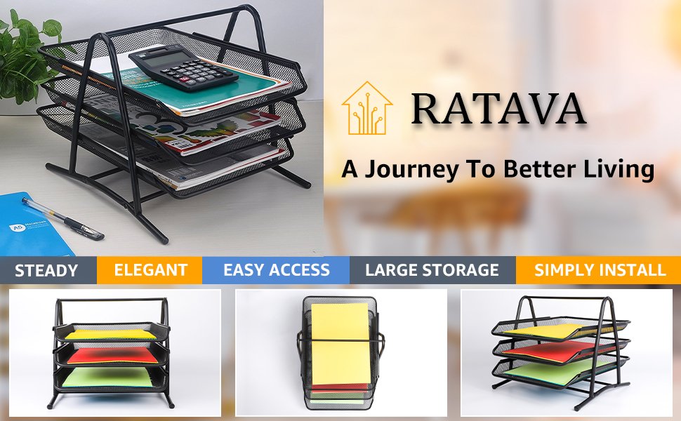 RATAVA3TierDocumentFilePaperLetterOfficeDesktopTrayOrganizerfileorganiser3TierMe