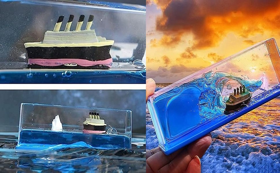 RevwdPlasticCarInteriorDashboardTitanicBlueShipDecorationCruiseShipLiquidIceberg