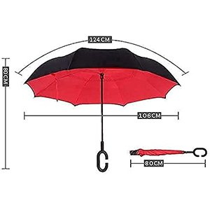 SHOPOBOXUnisexWindproofUpsideDownReverseUmbrellawithC-ShapedHandleandUVProtectio