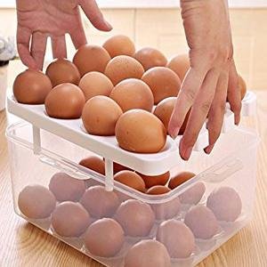 Supreme-Mall-Double-Layer-32-Eggs-Storage-Box-Multicolour-Plastic-Square-B07PSMS