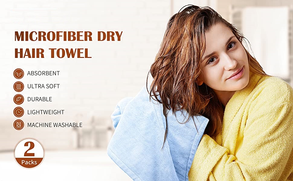 VDNSI2PCSMicrofiberHairWrapsMagicFastDryTowelDryingBathTwistHatSpaSoftCapHairTow