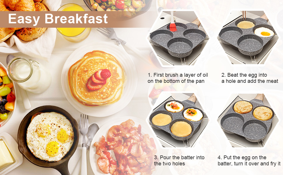 VDNSI4HoleNonStickEggFryingpanMulti-PurposeFryingpanforOmeletuttapamidliBurgerPo