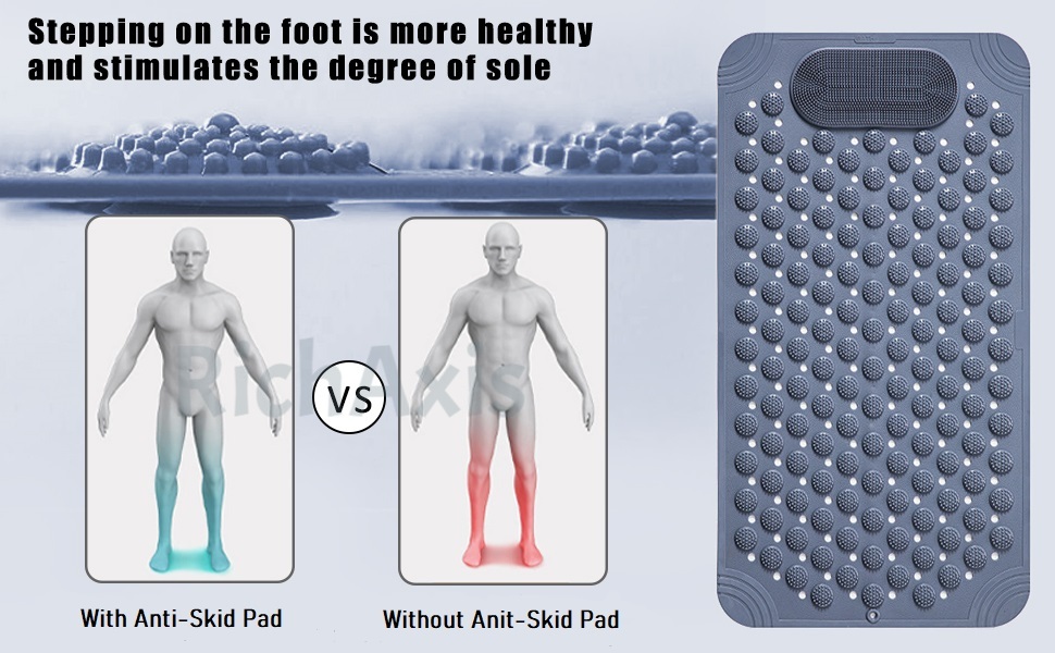 VDNSIAntiSkidBathmatwithFootScrubberforBathRoomShowermatwithSuctionCupsDrainHole