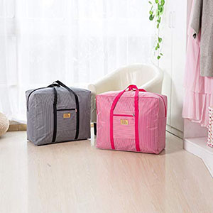 VDNSIFabricOxfordWaterproofFoldingTravelFoldableReusableLargeCarryToteBagwithZip