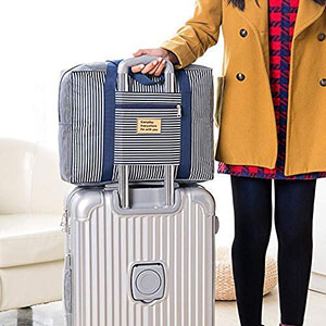 VDNSIFabricOxfordWaterproofFoldingTravelFoldableReusableLargeCarryToteBagwithZip