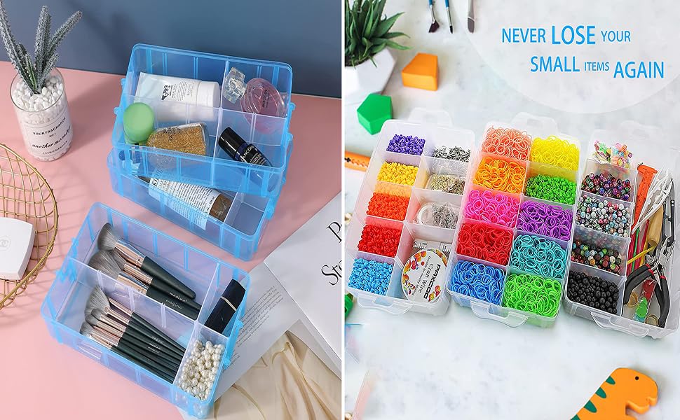 VDNSIPlastic3Layer30GridMultipurposePortableHandledStorageBoxOrganizerforArtCraf