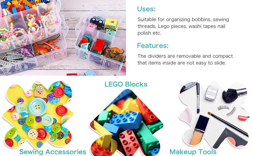 VDNSIPlastic3Layer30GridMultipurposePortableHandledStorageBoxOrganizerforArtCraf