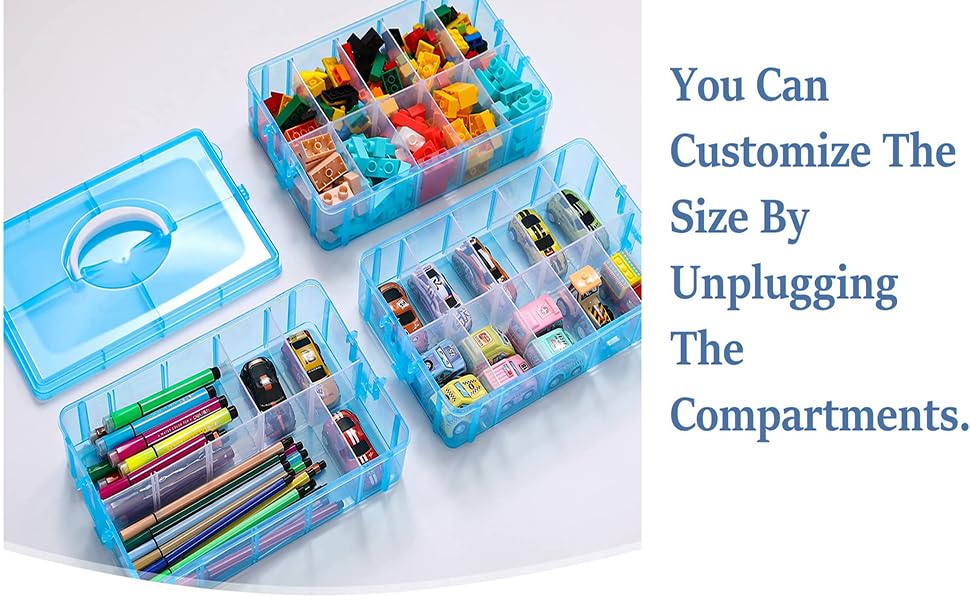 VDNSIPlastic3Layer30GridMultipurposePortableHandledStorageBoxOrganizerforArtCraf