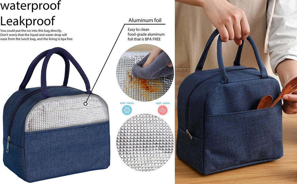 VDNSIPolyesterInsulatedLunchBagTiffinBagforOfficeforWomenforKidstoSchoolPicnicTr