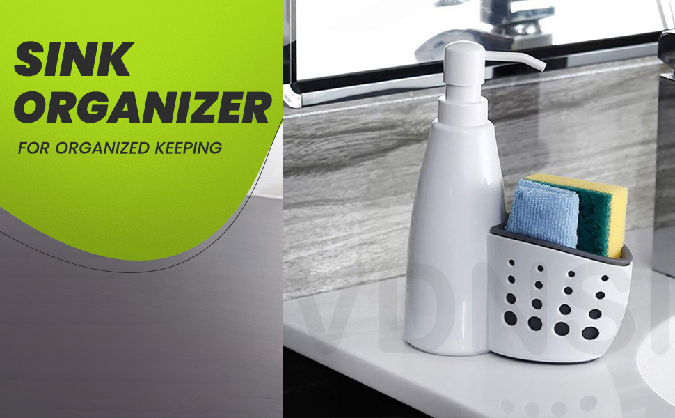 VDNSISoapDishWashingKitchenSinkOrganizerwithBuiltinBottleforSoapDispenserDishwas