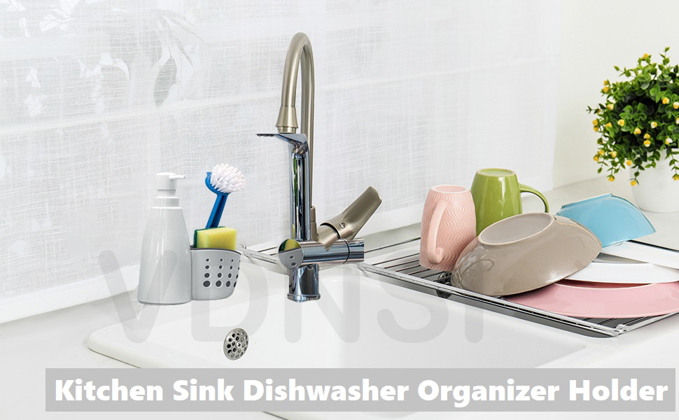 VDNSISoapDishWashingKitchenSinkOrganizerwithBuiltinBottleforSoapDispenserDishwas