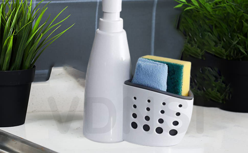 VDNSISoapDishWashingKitchenSinkOrganizerwithBuiltinBottleforSoapDispenserDishwas