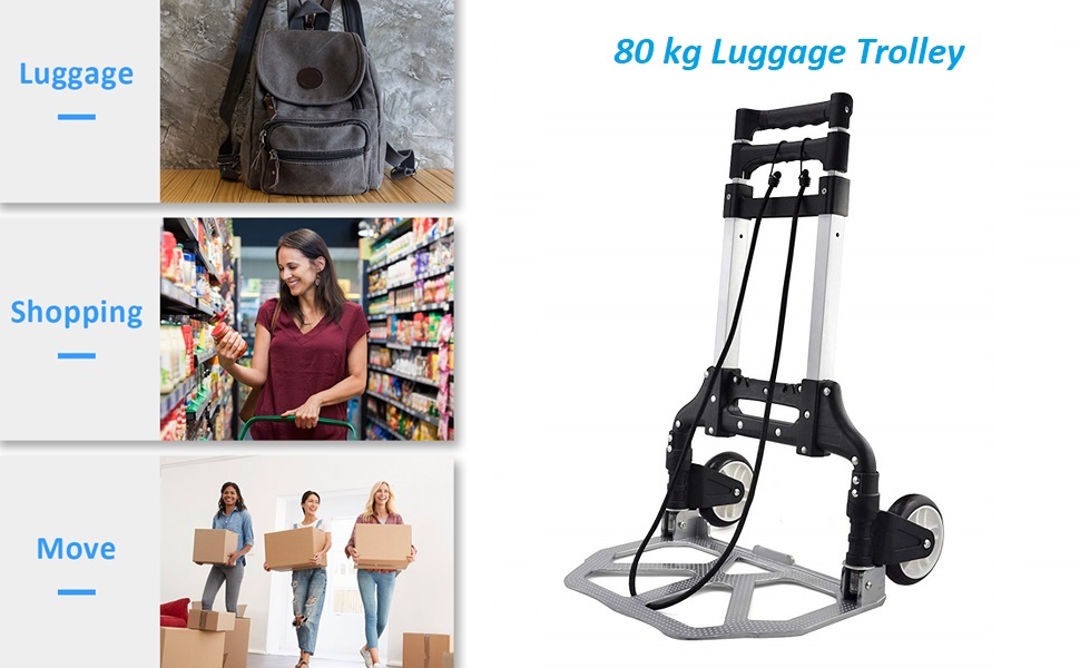 VDNSIStainlessSteelFoldableCollapsibleTravellingShoppingLuggageManualTrolleyCart