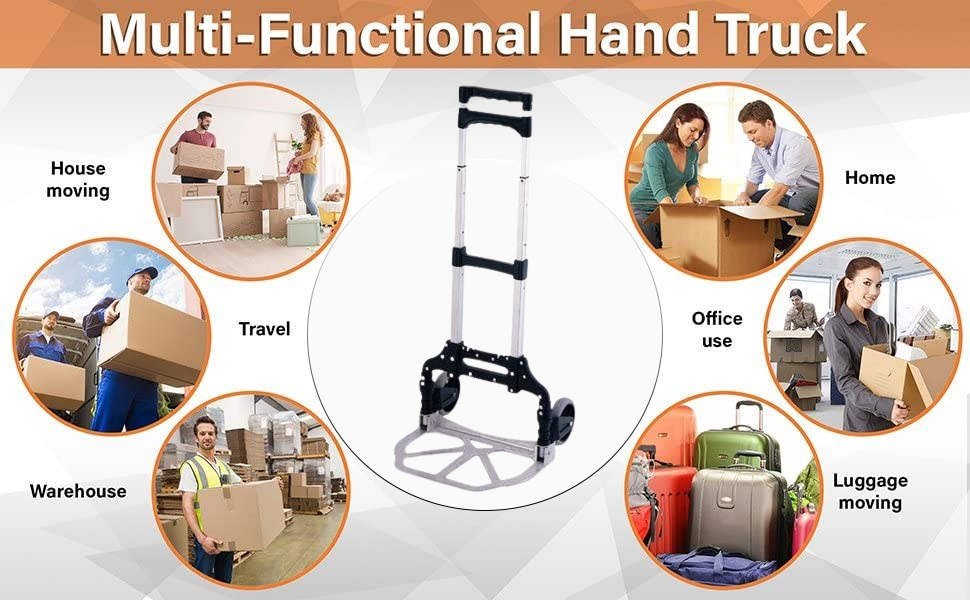 VDNSIStainlessSteelFoldableCollapsibleTravellingShoppingLuggageManualTrolleyCart