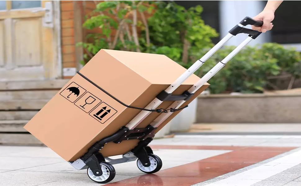 VDNSIStainlessSteelFoldableCollapsibleTravellingShoppingLuggageManualTrolleyCart