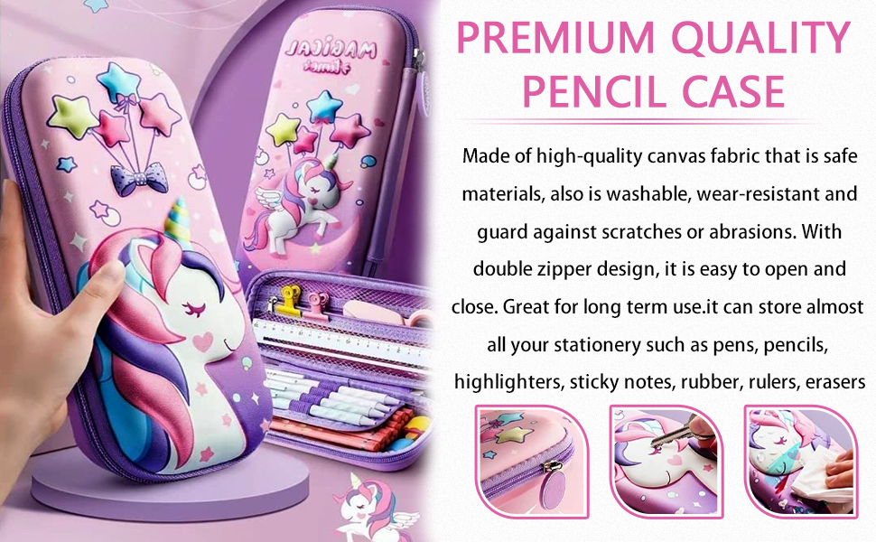 VDNSIUnicornPencilPouch3DUnicornCoverPencilCaseCompasswithCompartmentsSchoolSupp