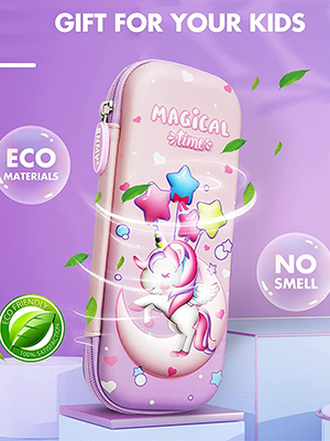 VDNSIUnicornPencilPouch3DUnicornCoverPencilCaseCompasswithCompartmentsSchoolSupp