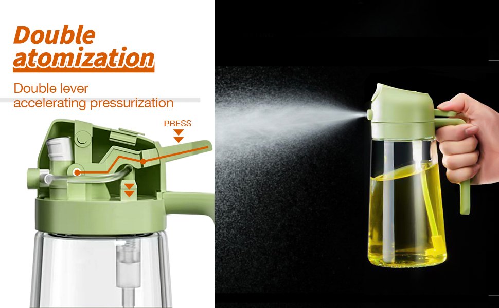 VIVUEOilSprayBottleAndDispenserForCooking500ML2in1GlassOliveOilSprayerforCooking