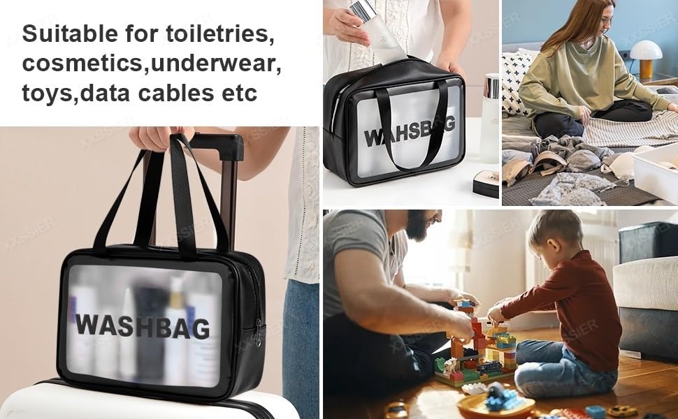 XXSSIERWashBagClearMakeupPouchSetCosmeticOrganizerBagforWomenandGirlsTravelWater