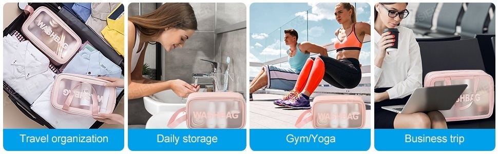 XXSSIERWashBagClearMakeupPouchSetCosmeticOrganizerBagforWomenandGirlsTravelWater