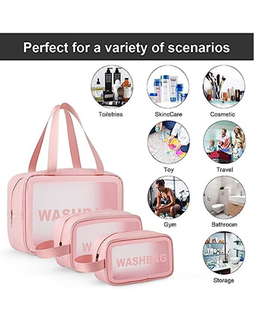 XXSSIERWashBagClearMakeupPouchSetCosmeticOrganizerBagforWomenandGirlsTravelWater